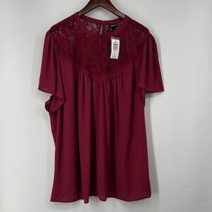 Torrid Burgundy Lace Detail Blouse